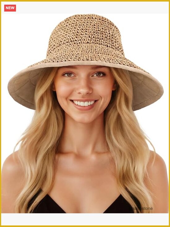 Handmade Straw Bucket Hat with UV Protection, Wide Brim, Packable, Adjustable main image 4